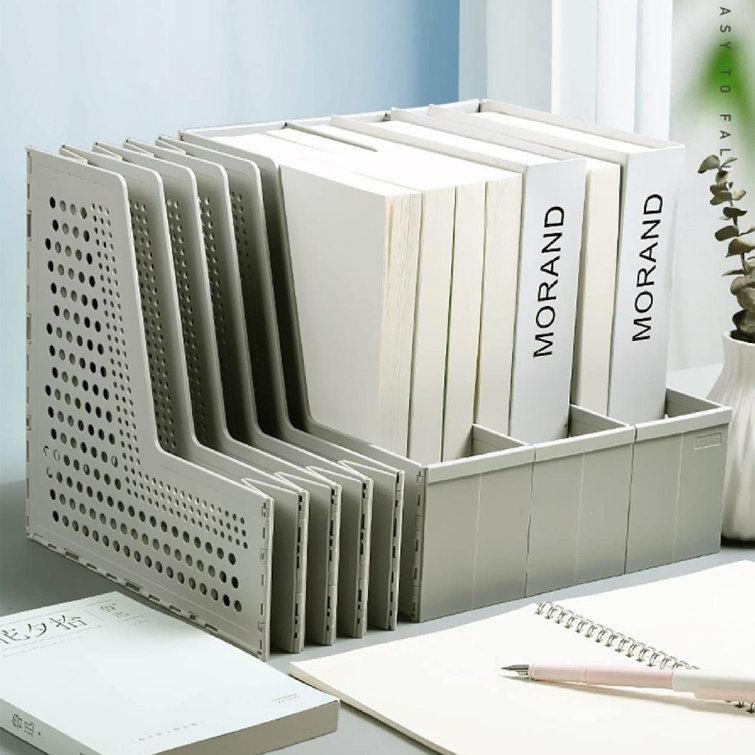 Inbox Zero Vertical Magazine Holder Collapsible 4 Compartment Document Organizer Plastic Desk